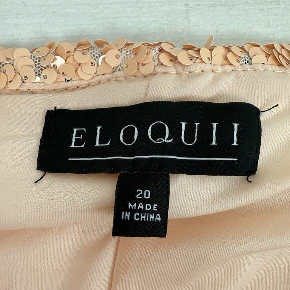Eloquii Sequin Straight Pencil Skirt Plus Size 20 Peach Elastic Waist Party NEW - Picture 5 of 11